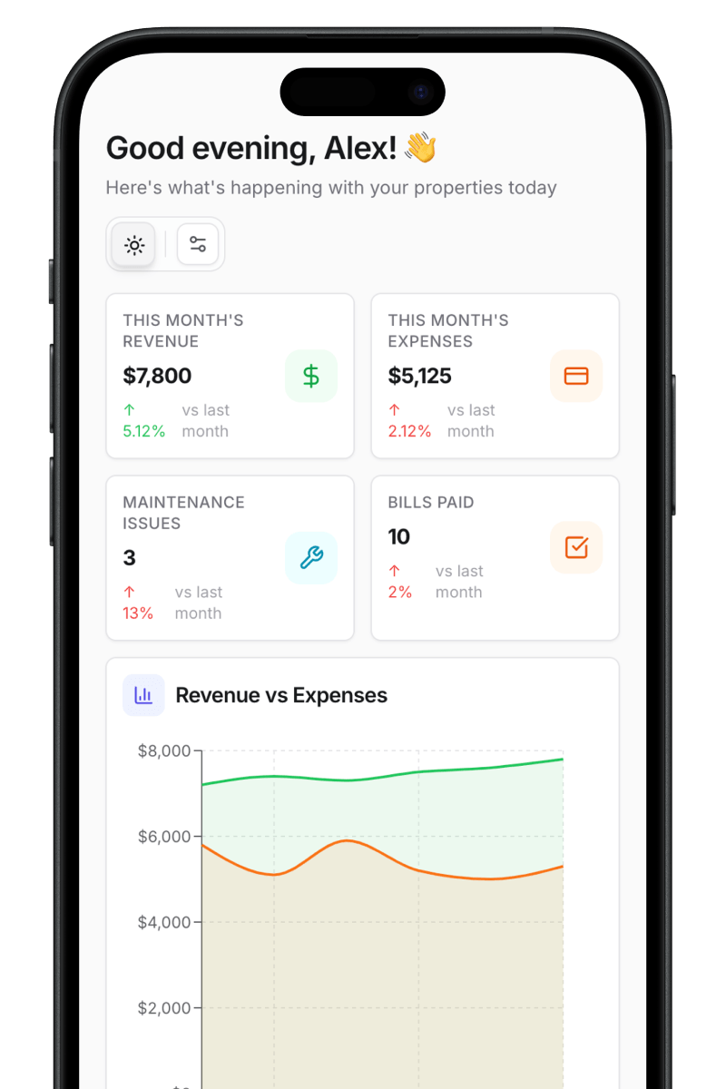 Property management mobile dashboard